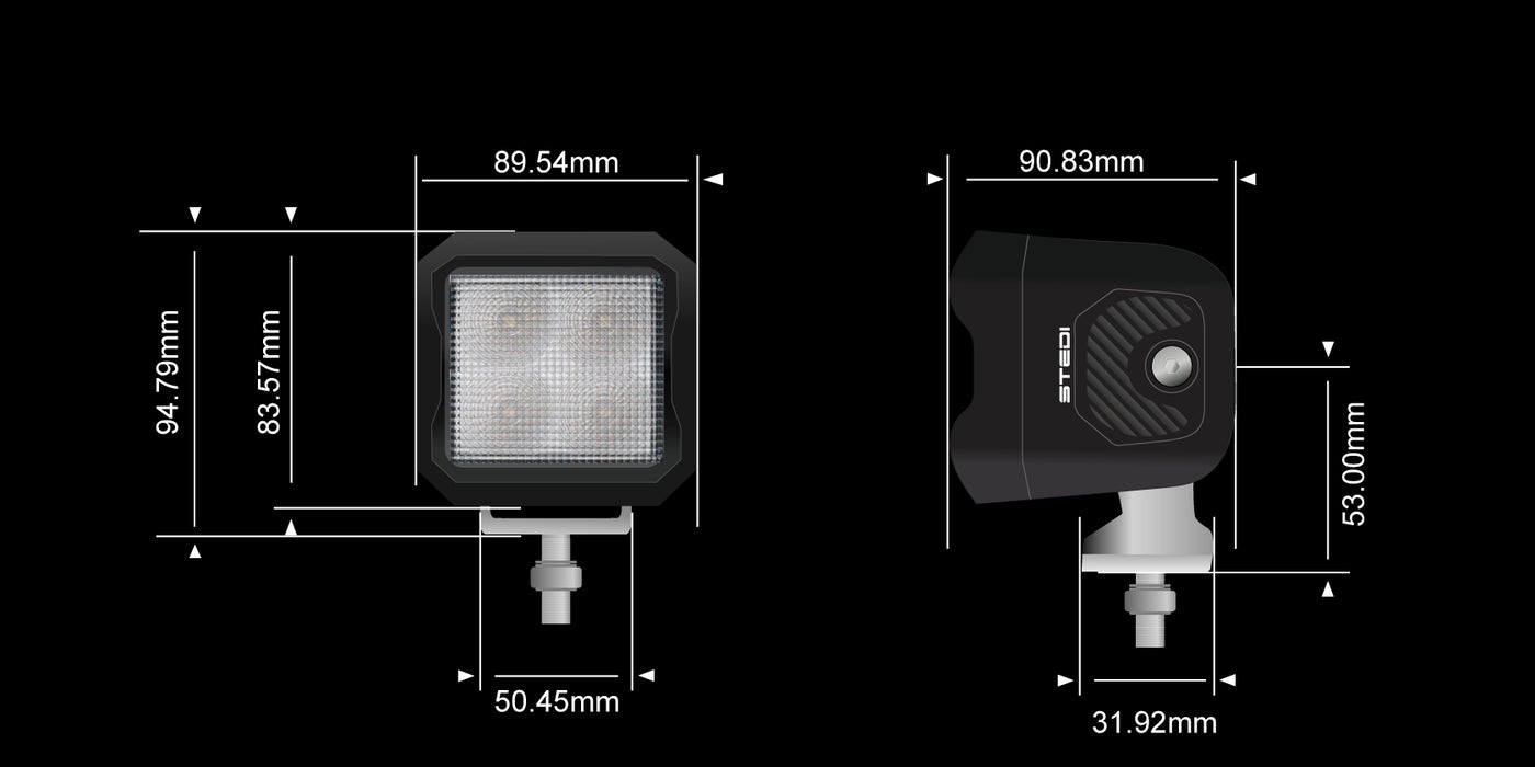 STEDI G4 Black Ultra Flood Work Light