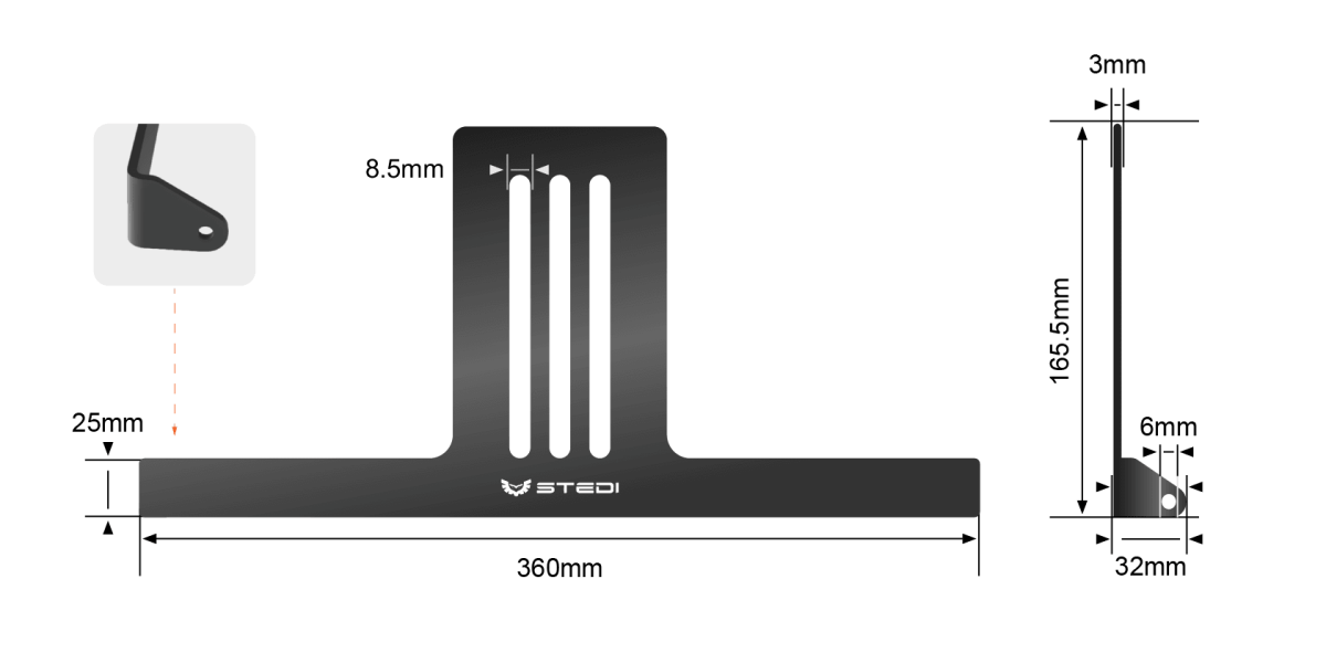 STEDI Roof Rack Light Bracket (Pair) | Micro 13.9 Inch