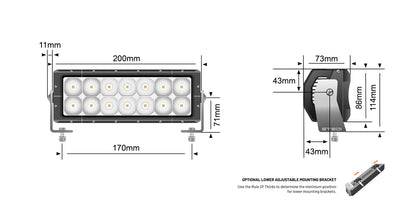 STEDI 8 Inch ST4K 12 LED Double Row Light Bar