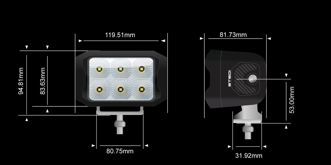 STEDI G6 Black Flood Work Light