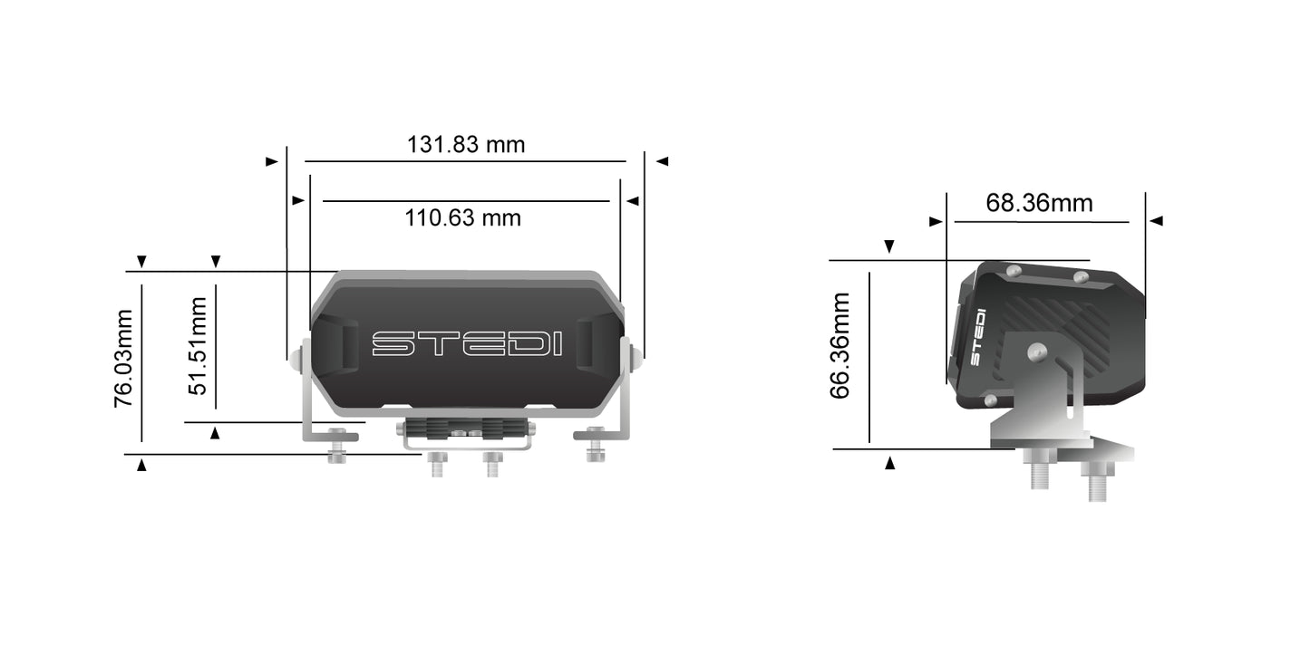 STEDI Sport Plus Single Row 4.3 inch 2 LED Light Bar