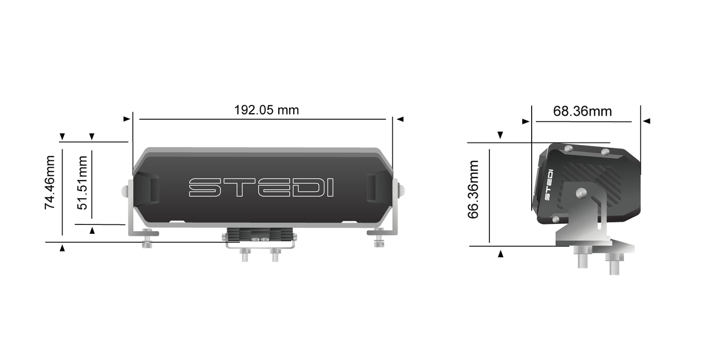 STEDI Sport Plus Single Row 7.5 inch 4 LED Light Bar