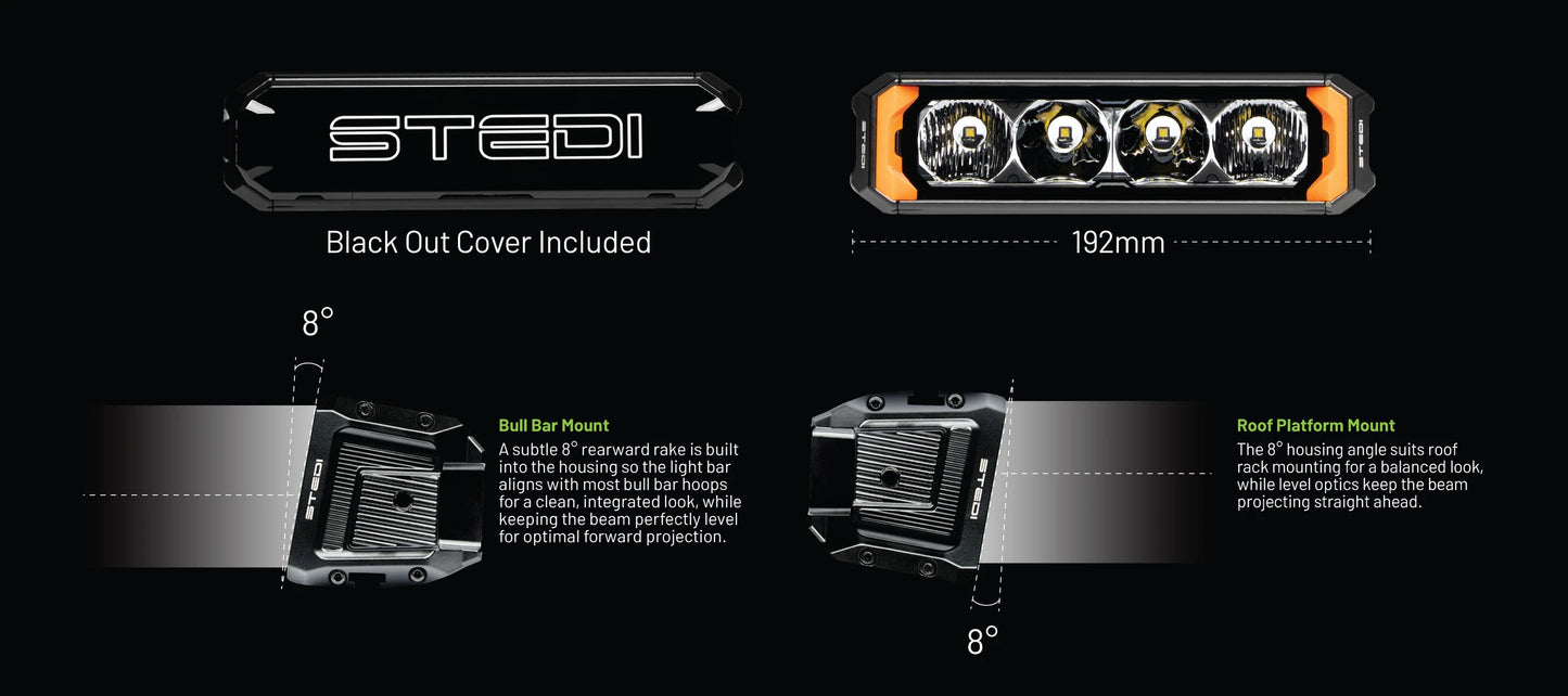 STEDI Sport Plus Single Row 7.5 inch 4 LED Light Bar