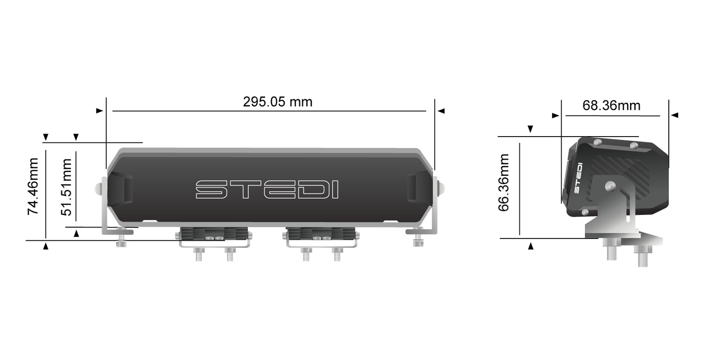 STEDI Sport Plus Single Row 11.5 inch 8 LED Light Bar