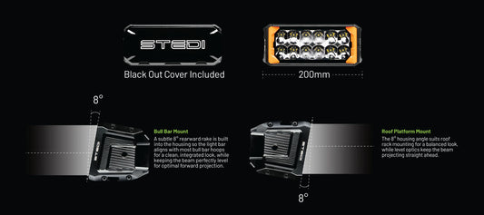STEDI Sport Plus Double Row 8 inch 12 LED Light Bar