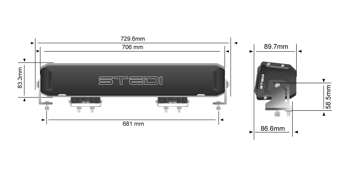 STEDI Sport Plus Double Row 28 inch 52 LED Light Bar