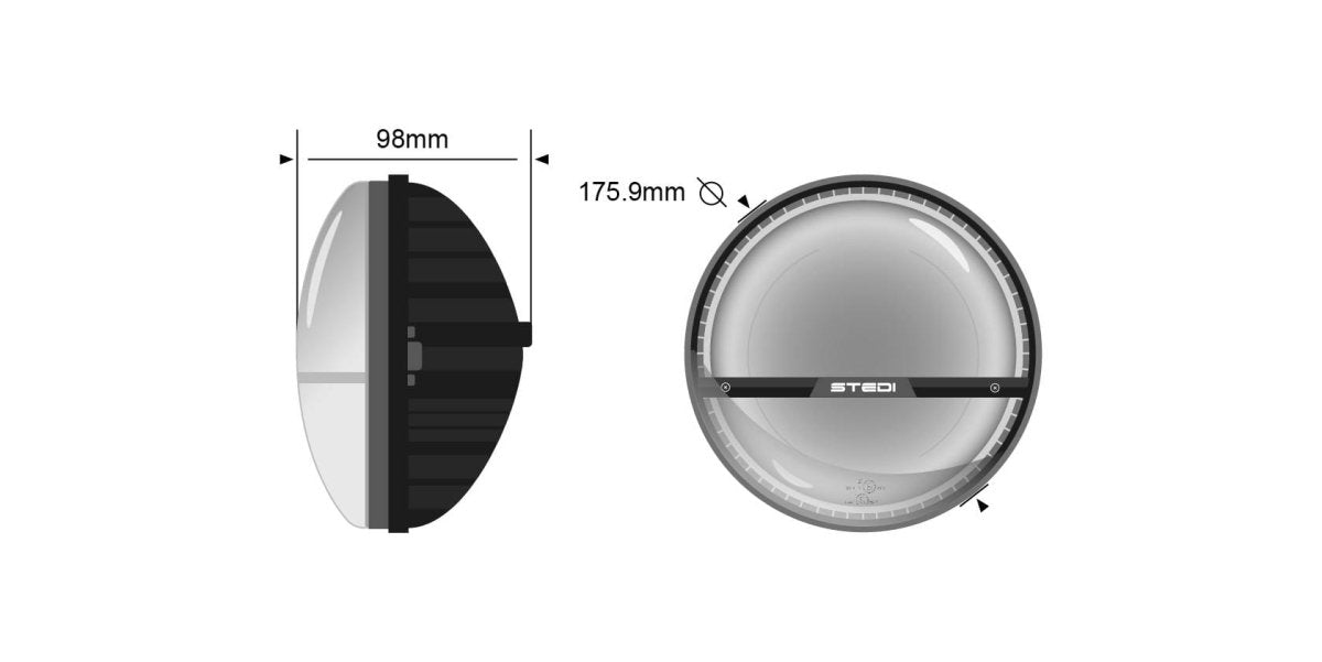 STEDI Homage 7 Inch LED Headlight - Chrome (3000K)