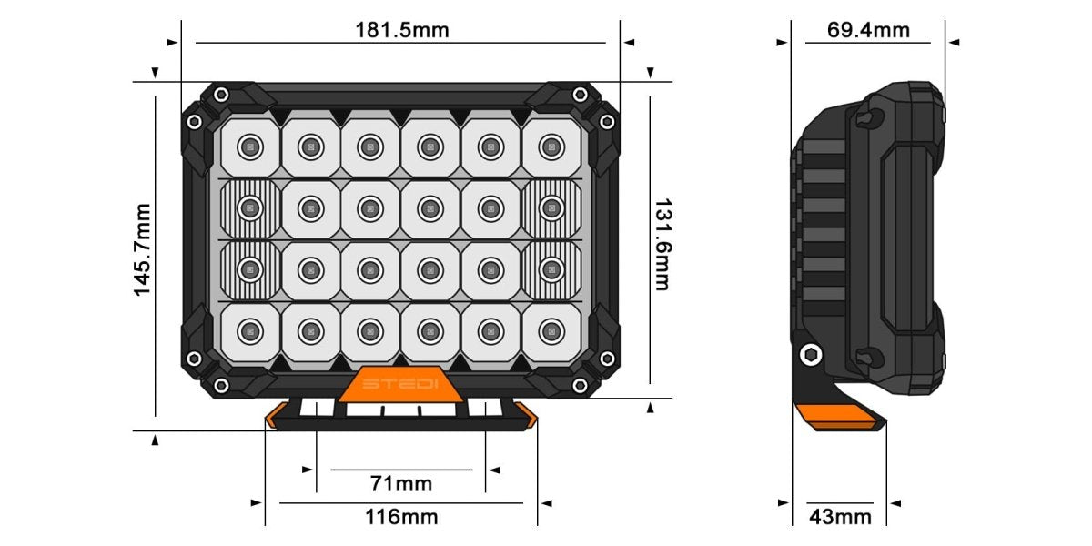 STEDI Single (1X Light) Quad Pro LED Driving Light