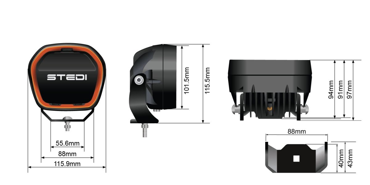 STEDI Type-X™ Evo Mini 4 Inch Flood Beam (SINGLE)